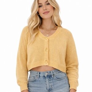 NWT Freshman 1996 Cropped Knit Cardigan Cream Button Front Sweater Size L